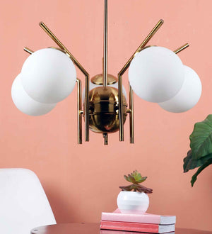 Dark Gold Glass Globe Chandelier | S-12901-5LP | Included Bulb | Eliante by Jainsons Lights