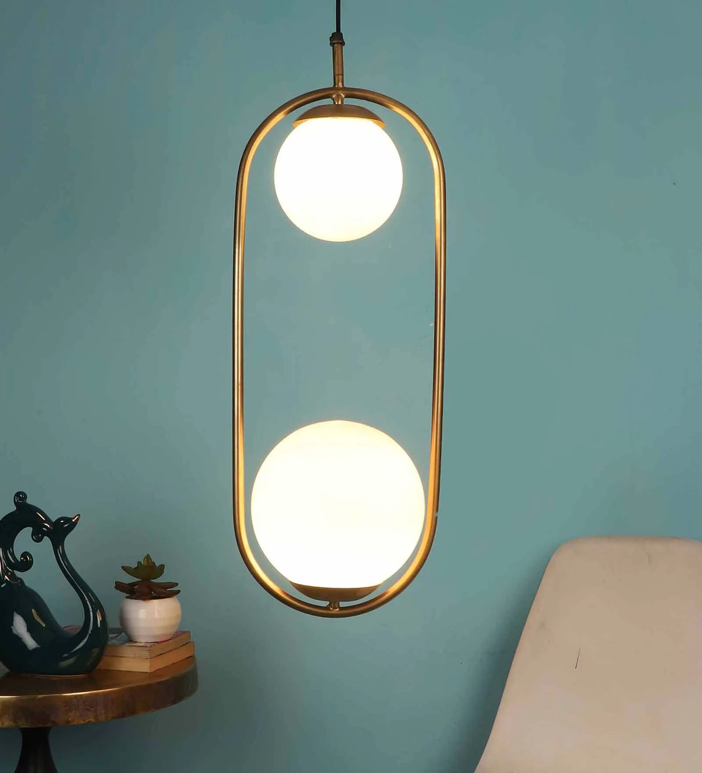 Nowra Gold Iron Hanging Light | JS-4750-2LP | Included Bulb | Eliante by Jainsons Lights