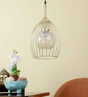 Yokos Gold Iron Hanging Light | pinzar-1lp-gold | Included Bulb | Eliante by Jainsons Lights