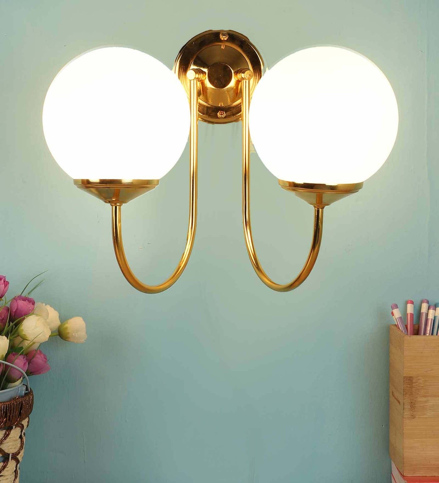 Contemporary Gold Iron Wall Sconces | JS-27001-2W | Included Bulb | Eliante by Jainsons Lights