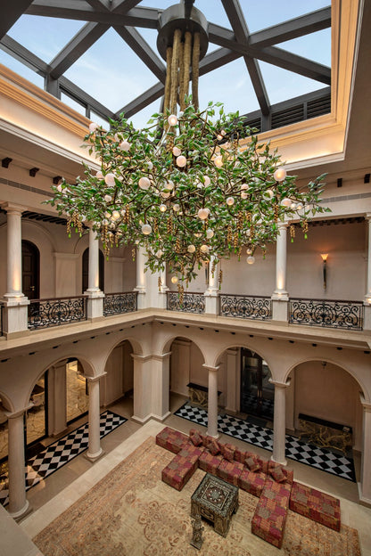 Golden Orchard Hand-Blown Glass Chandelier – A Statement Piece for Grand Atriums