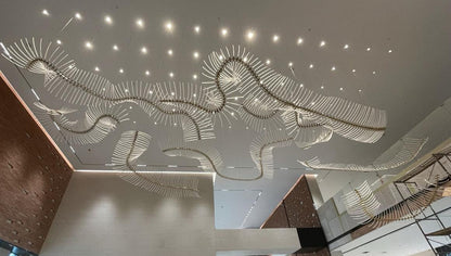 Golden Wingspan Sculptural Chandelier – A Statement Piece for Grand Atriums