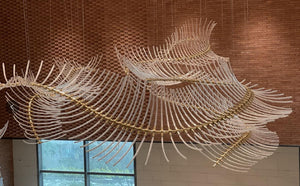 Golden Wingspan Sculptural Chandelier – A Statement Piece for Grand Atriums