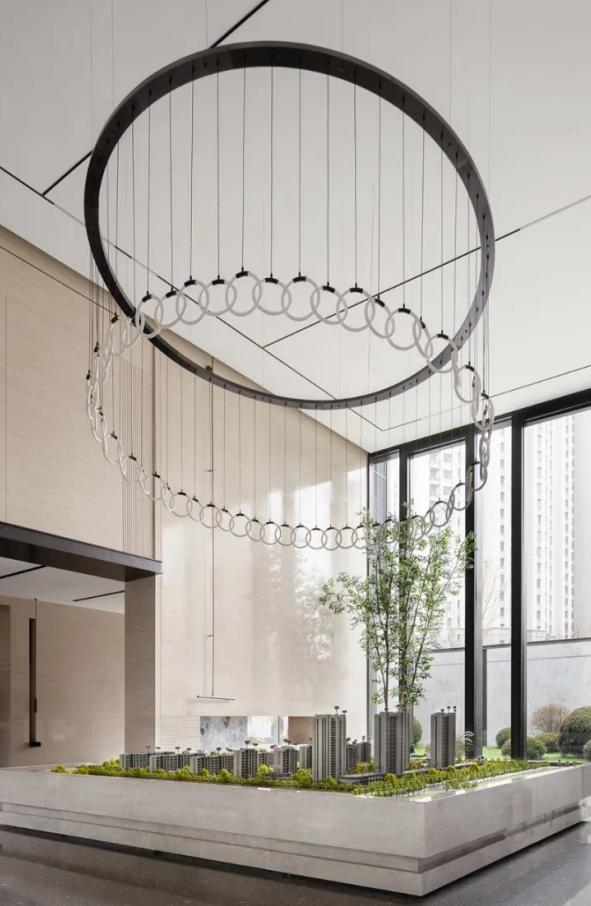 Halo Ring Suspension Chandelier – A Statement Piece for Double-Height Lobbies