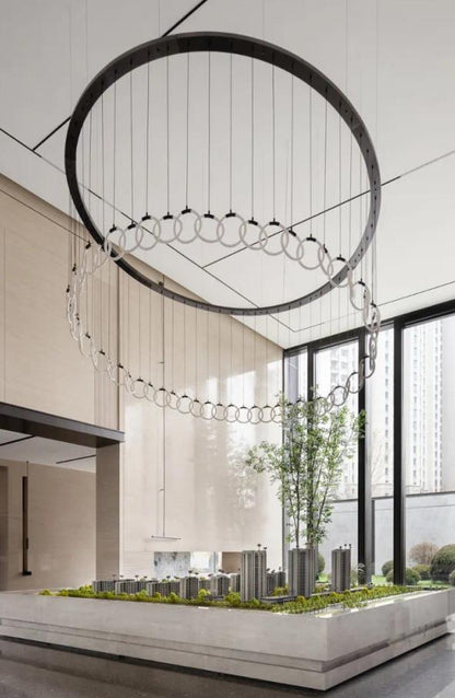 Halo Ring Suspension Chandelier – A Statement Piece for Double-Height Lobbies