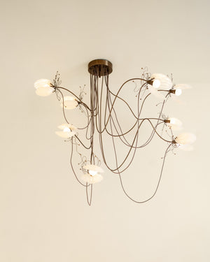 Fluted Shell Glass Branch Chandelier – A Sculptural Statement for Modern Interiors