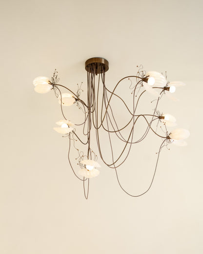 Fluted Shell Glass Branch Chandelier – A Sculptural Statement for Modern Interiors