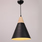 Black-White Metal Hanging Light  - hanging-bk+wh+wood - Included Bulb