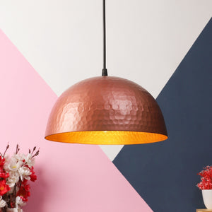 Copper-Gold Metal  Hanging Light  - helmet-cop+gd - Included Bulb