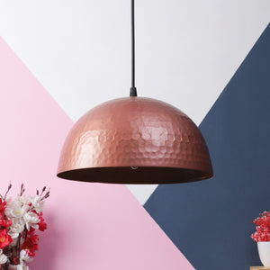 Copper-Gold Metal  Hanging Light  - helmet-cop+gd - Included Bulb