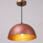 Copper-Gold Metal  Hanging Light  - helmet-cop+gd - Included Bulb