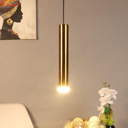 ELIANTE Antique Gold Iron Base Transparent Glass Shade Hanging Light - Hary-Pipe-1Lp - Inbuilt LED