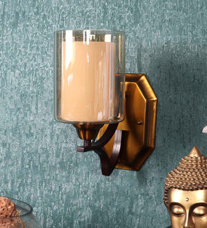 Haye Gold and Brown Iron Wall Light | S-470-1W | Included Bulb | Eliante by Jainsons Lights