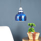 Blue Metal Hanging Light HELMET-1P-BL-WH-HL