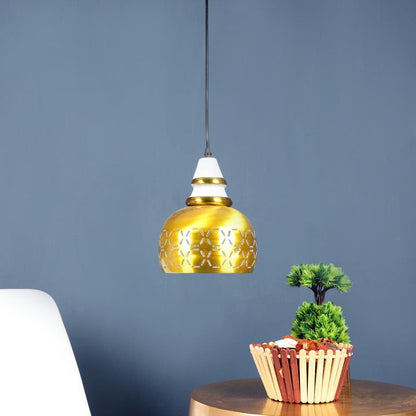 Yellow Metal Hanging Light - HELMET-1P-YE-HL - Included Bulb