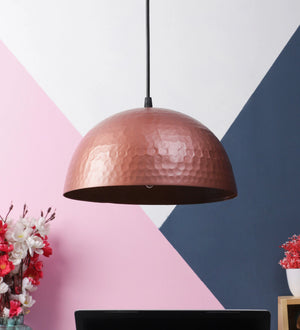 Natalia Helmet Copper Metal Hanging Light | Helmet - Cop+GD | Included Bulb | Eliante by Jainsons Lights