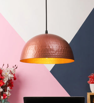 Natalia Helmet Copper Metal Hanging Light | Helmet - Cop+GD | Included Bulb | Eliante by Jainsons Lights