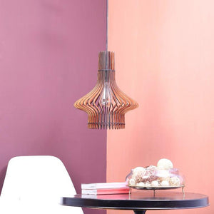 ELIANTE Brown MDF Base Brown MDF Shade Hanging Light - Hl-03-1Lp-Teak - Bulb Included