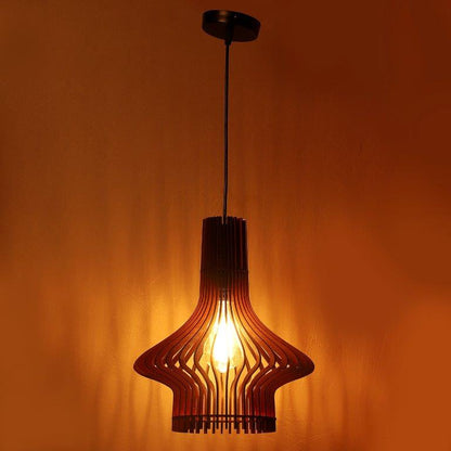 ELIANTE Brown MDF Base Brown MDF Shade Hanging Light - Hl-03-1Lp-Teak - Bulb Included