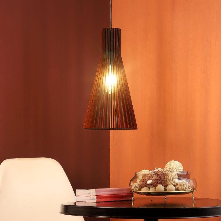 ELIANTE Brown MDF Base Brown MDF Shade Hanging Light - Hl-12-1Lp-Teak - Bulb Included
