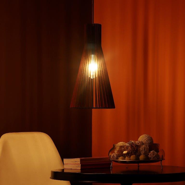 ELIANTE Brown MDF Base Brown MDF Shade Hanging Light - Hl-12-1Lp-Teak - Bulb Included