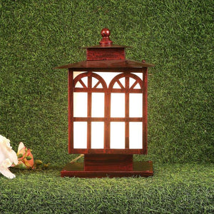 ELIANTE Red Iron Base Frost Acrylic Shade Gate Light - Home-Kit-Gl-Ant-Red - Bulb Included