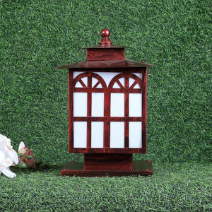 ELIANTE Red Iron Base Frost Acrylic Shade Gate Light - Home-Kit-Gl-Ant-Red - Bulb Included