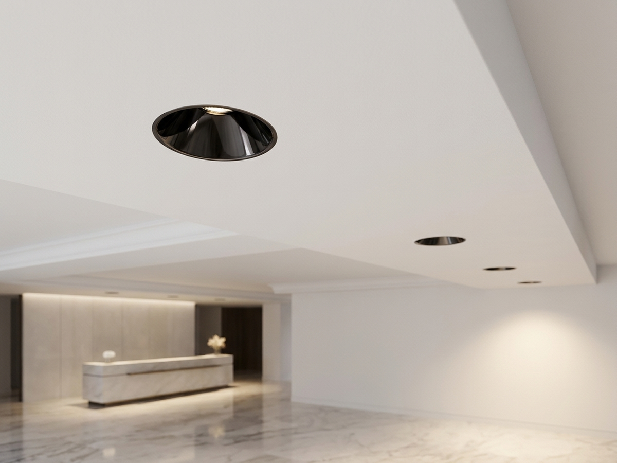 Glanza COB spotlights installed – hotel lobby