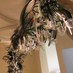 Black Fern Glass Bubble Chandelier – A Statement Piece for Double-Height Interiors