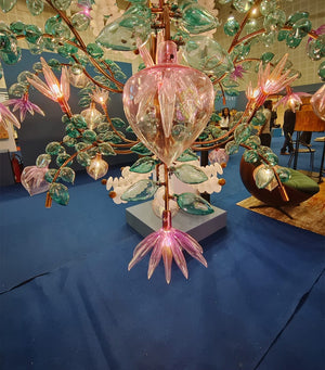 Blush Blossom Glass Branch Chandelier – A Jewel-Toned Statement Piece