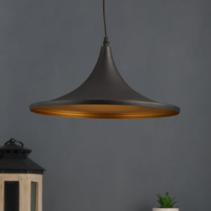 Black Metal Single Hanging Light - TULIP-HL-BK-GD