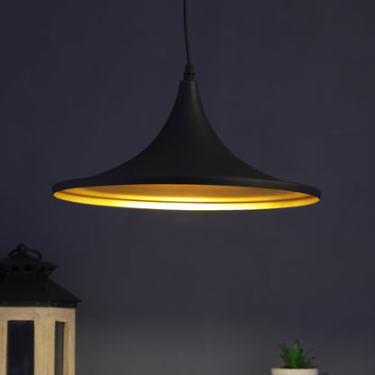 Black Metal Single Hanging Light - TULIP-HL-BK-GD
