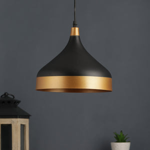 M-46-HL-BK-GD-Small Black Metal Single Hanging Light