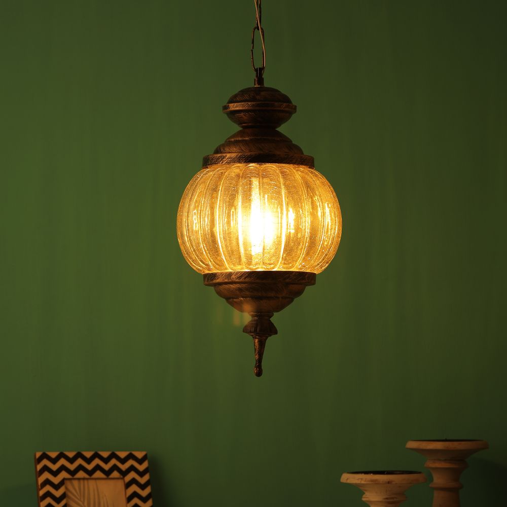 Antique Metal Wall Light Yellow Glass NO.136-HL