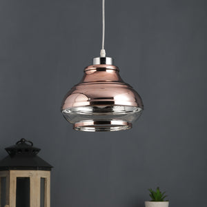 Copper Metal Single Hanging Light Clear Glass M-90-HL