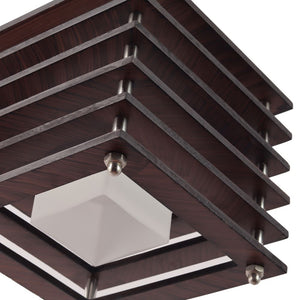 M-19-1LP-HL-Sq-Wooden Square Hanging Light White Glass