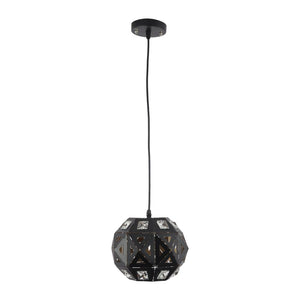 Black Metal Single Hanging Light with Crystal - M-109-HL