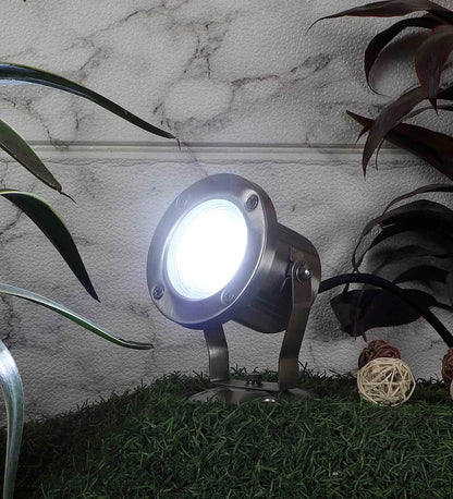 Perenne Silver Mild Steel Spike Garden Outdoor Light | 7561 | Included Bulb | Eliante by Jainsons Lights