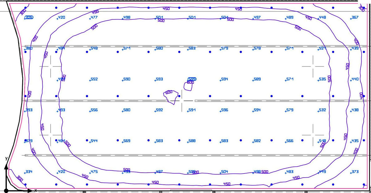 Sportball pickleball court, redesign — calculated light: 511 lux average (DIALux)