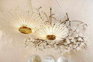Ivory Aster Glass Bloom Chandelier – A Statement Piece for Grand Foyers