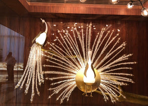 Ivory Peacock Pair Wall Chandelier – A Regal Statement for Palatial Lobbies