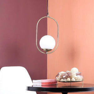 ELIANTE Gold Iron Base White Glass Shade Hanging Light - J-9015-1Lp - Bulb Included