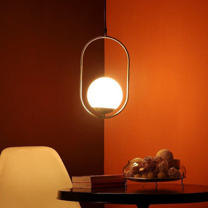 ELIANTE Gold Iron Base White Glass Shade Hanging Light - J-9015-1Lp - Bulb Included