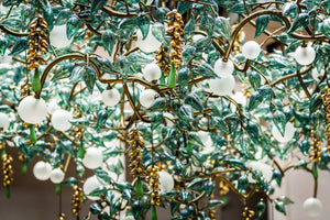 Jade Leaf Glass Canopy Chandelier – A Statement Piece for Double-Height Lobbies