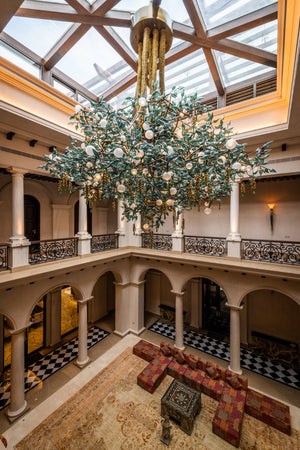 Jade Leaf Glass Canopy Chandelier – A Statement Piece for Double-Height Lobbies