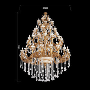 Jaquar Apus chandelier 20+15+10+6 L with Asfour Almaaza crystal & sk gold finish