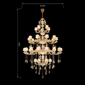 Jaquar Bergenia 6+15+10+5 chandelier with asfour almaaza crystal & gold finish