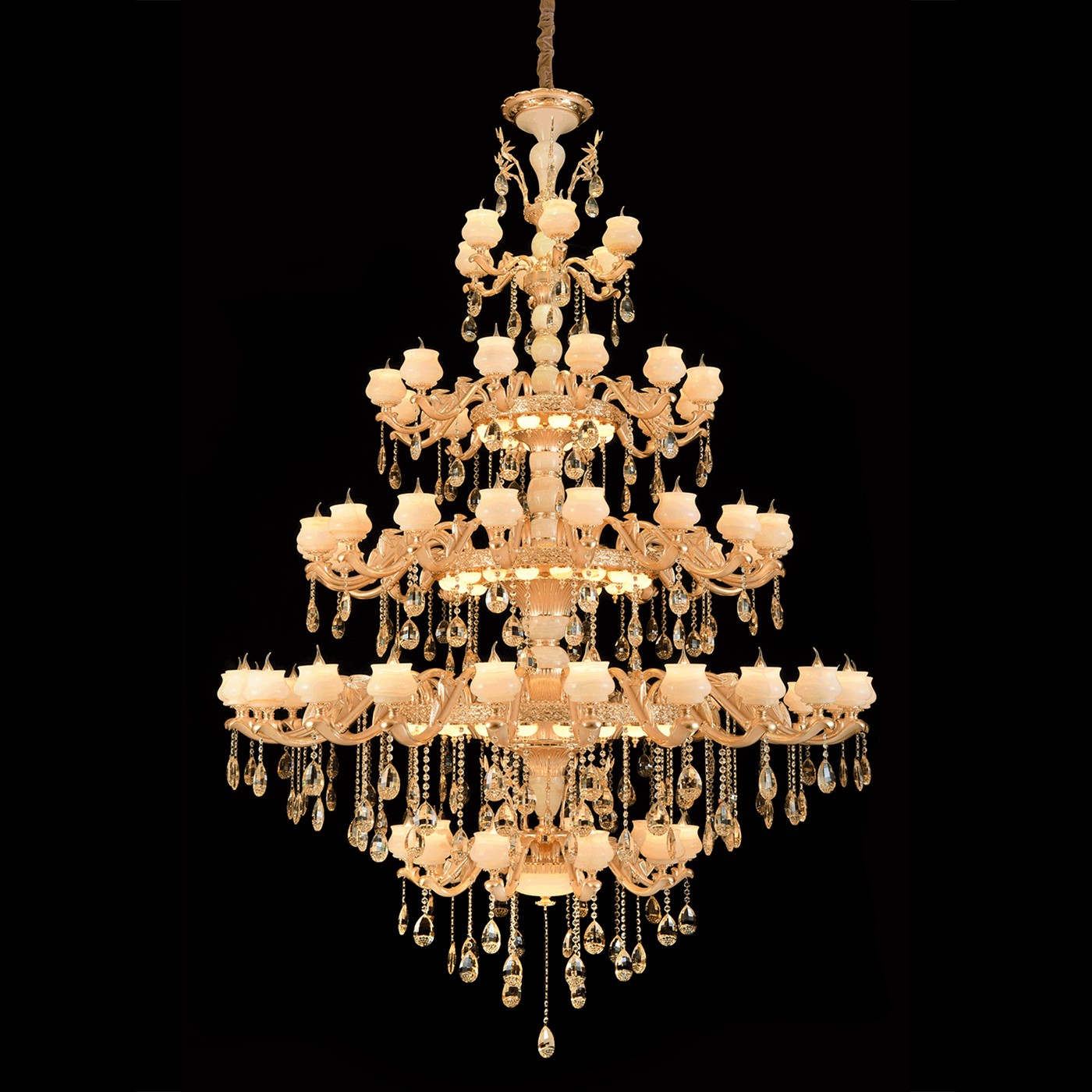 Jaquar Cassia 70 L chandelier with asfour almaaza crystal & gold finish
