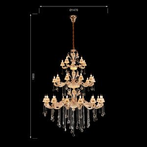 Jaquar Centaurus 15+10+5 L chandelier with asfour almaaza crystal & gold finish