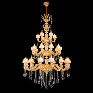 Jaquar Lantana chandelier 15+10+6 with asfour almaaza crystal &18k gold finish